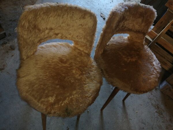 Paire de fauteuils moumoute