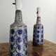 Marianne Starck. Set of 2 table lamps Bornholm pottery by Michael Andersen, Denmark, Persian crackle glaze, 1960s.
