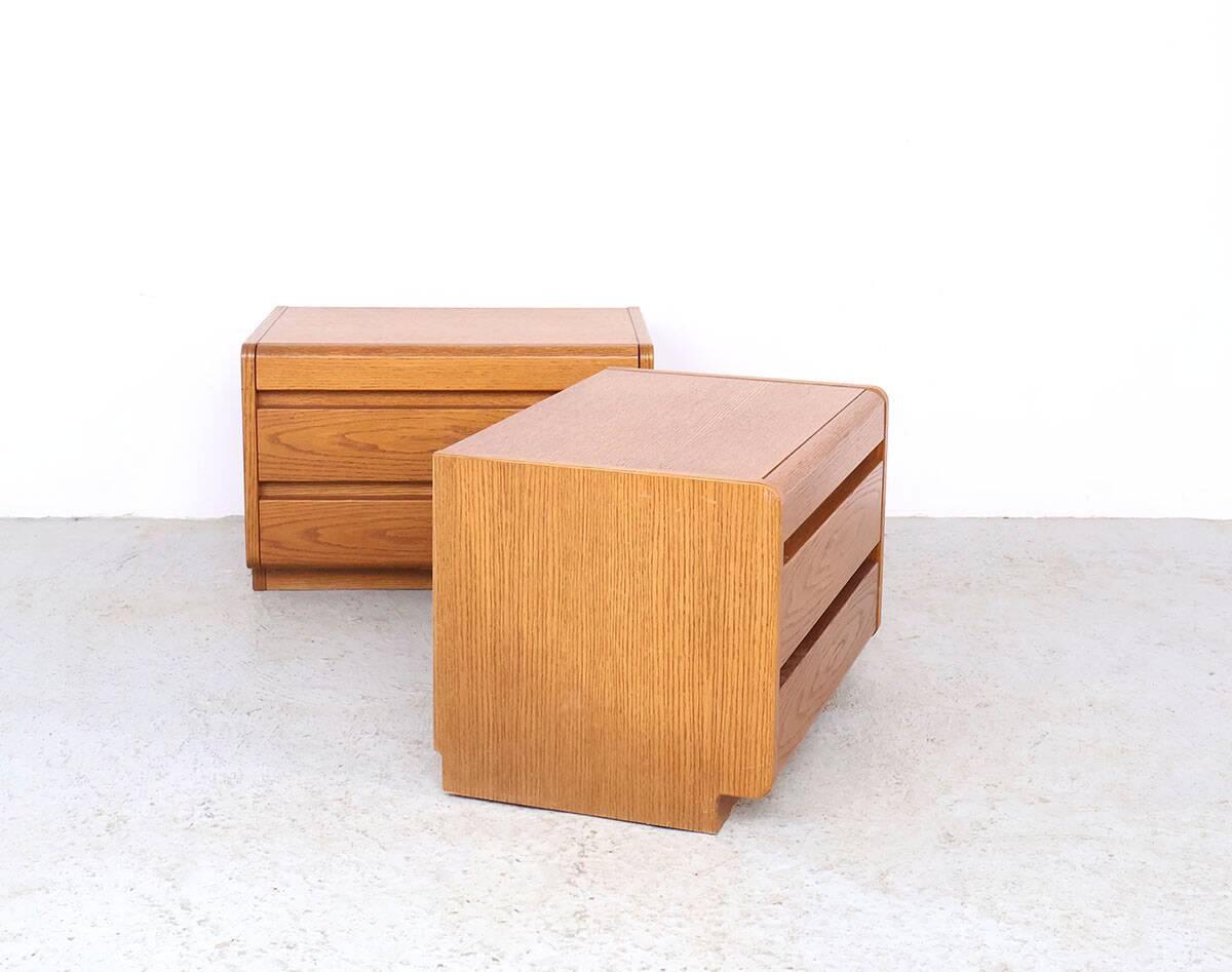Set of vintage oak bedside tables from Moser, Germany, 1970s