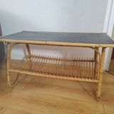 rattan coffee table 50s-60s
