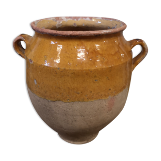 Pot jaune ancien en grès