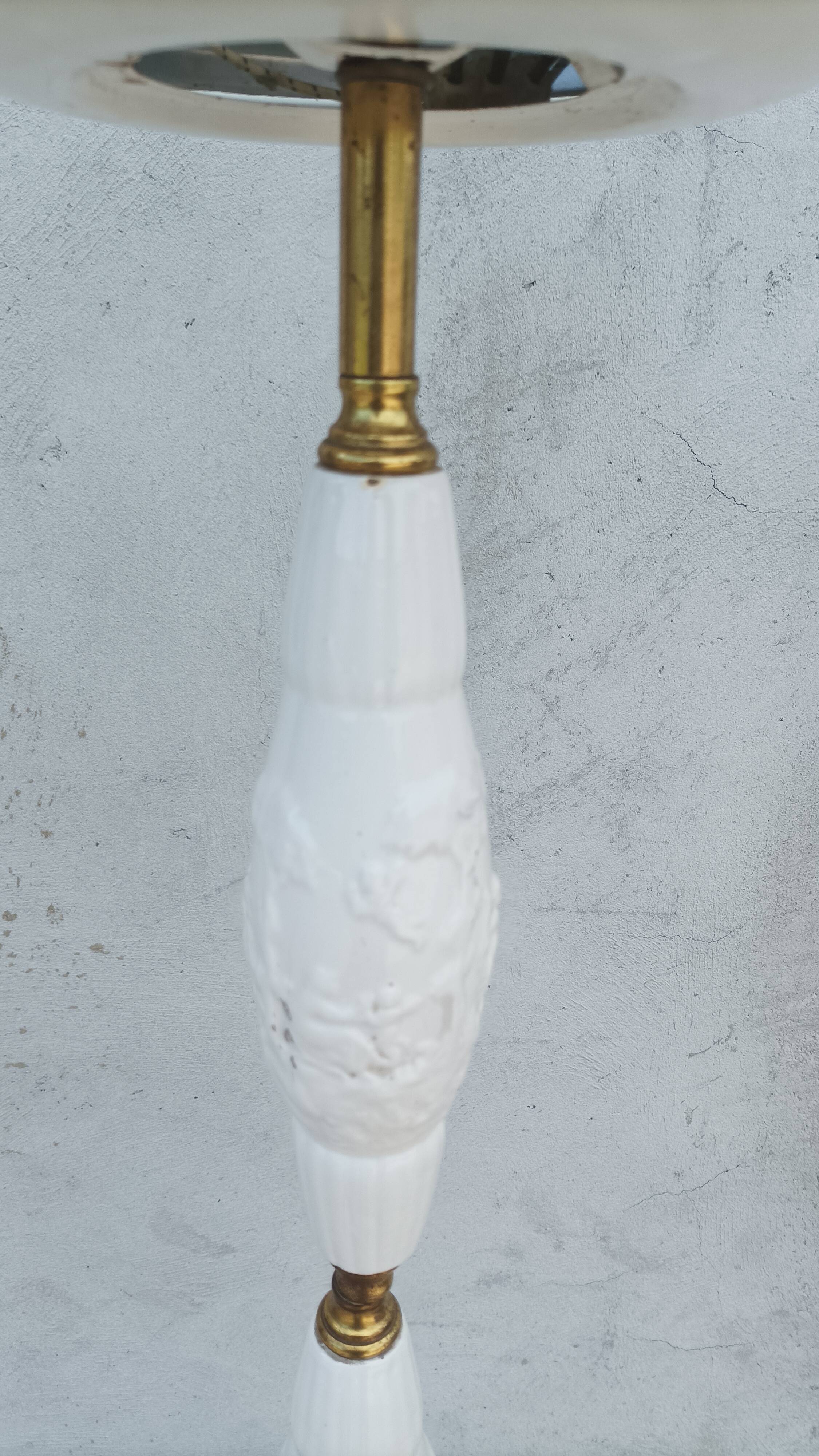 Halogen floor lamp from the 60s in marble ceramic and brass