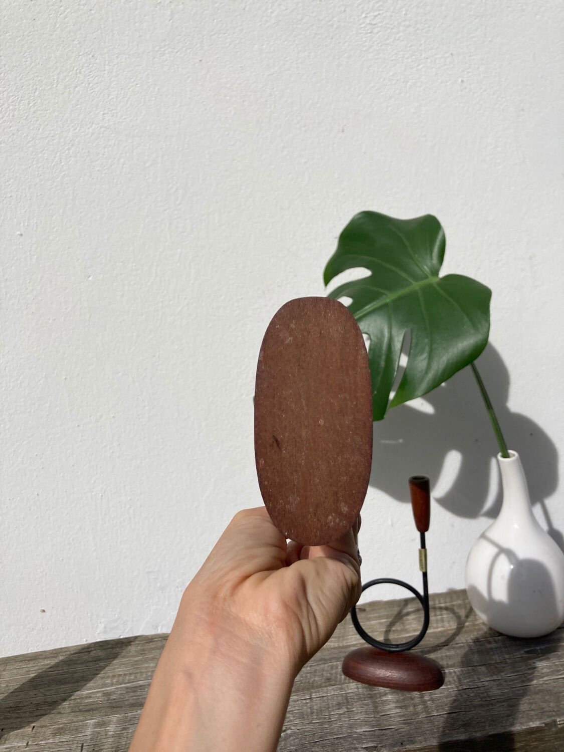 Pair of Scandinavian candlesticks in wood and metal Denmark