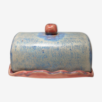 Beurrier bleu et rose en ceramique