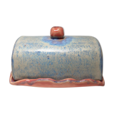 Blue and pink butter maker in ceramic