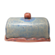 Blue and pink butter maker in ceramic