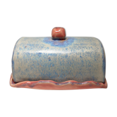Beurrier bleu et rose en ceramique