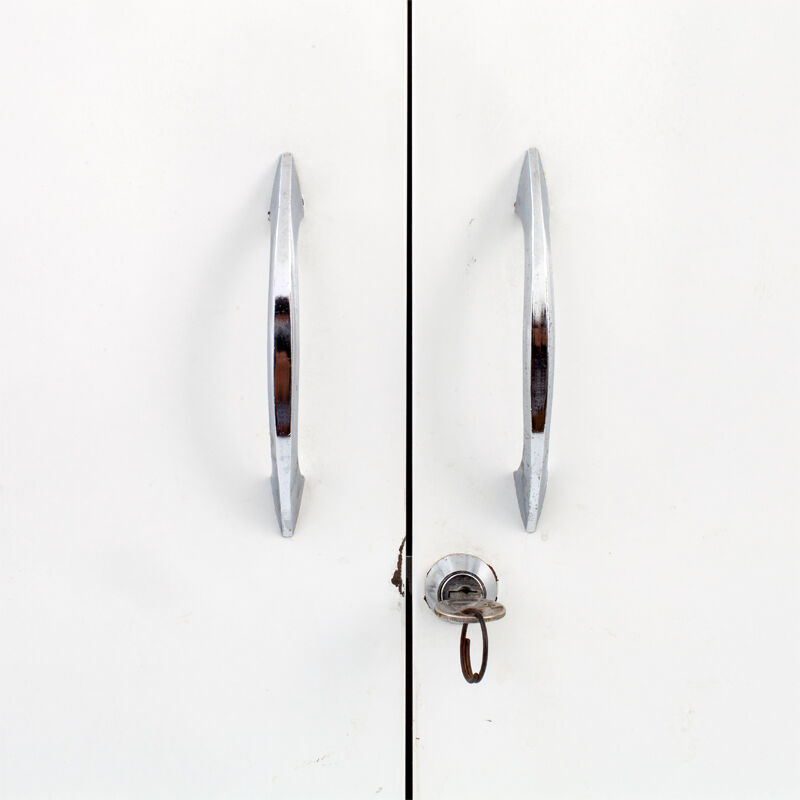 Medicine cabinet space metal double door with key Nightingale vintage