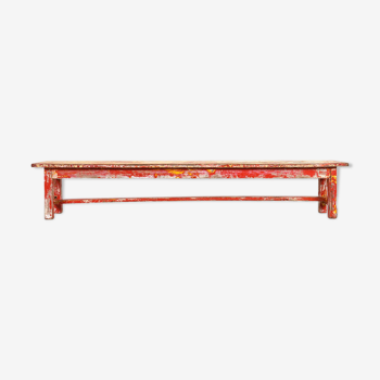 Red patina wooden bench