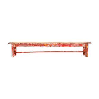 Red patina wooden bench