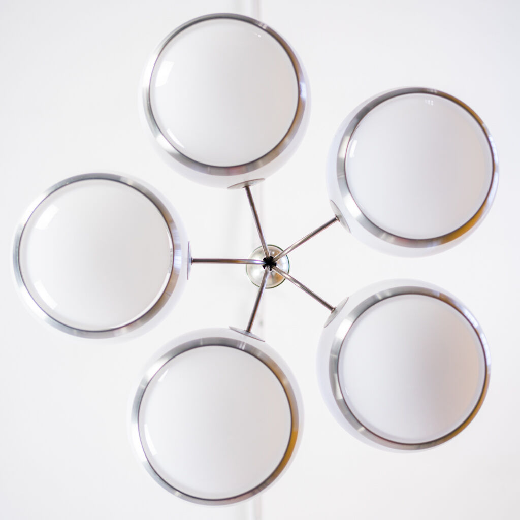 Chandelier 5 lights design 1960s vintage