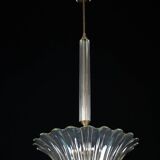 Suspension Art Déco Seguso en verre de Murano transparent. Italie, années 1940.