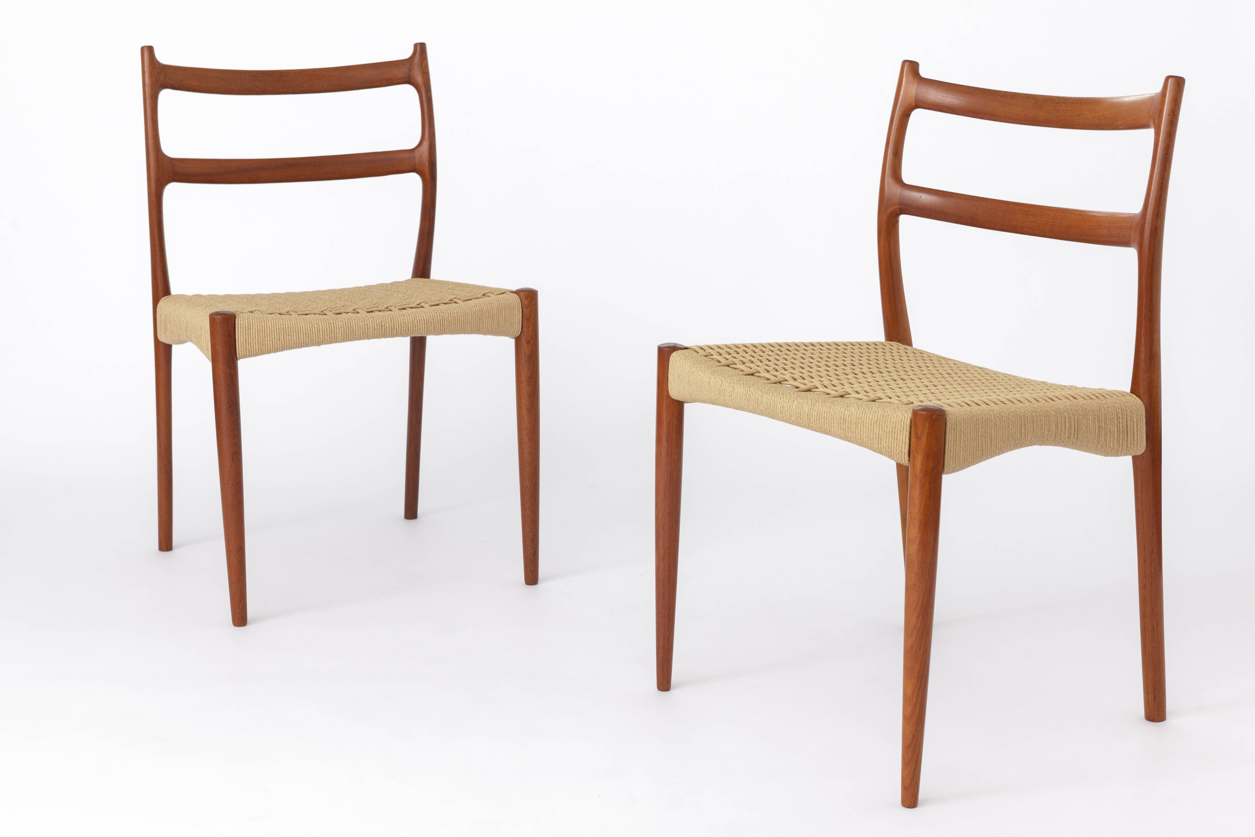 2 Søren Ladefoged chairs, teak, 1960s, papercord seat, dining chairs, set of 2