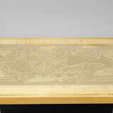 Brass etched coffee table by Lova Creation, Belgium, 1980s.