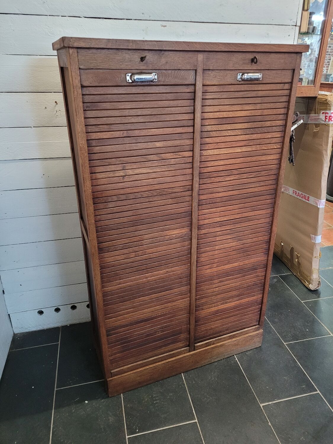 Double oak curtain file cabinet
