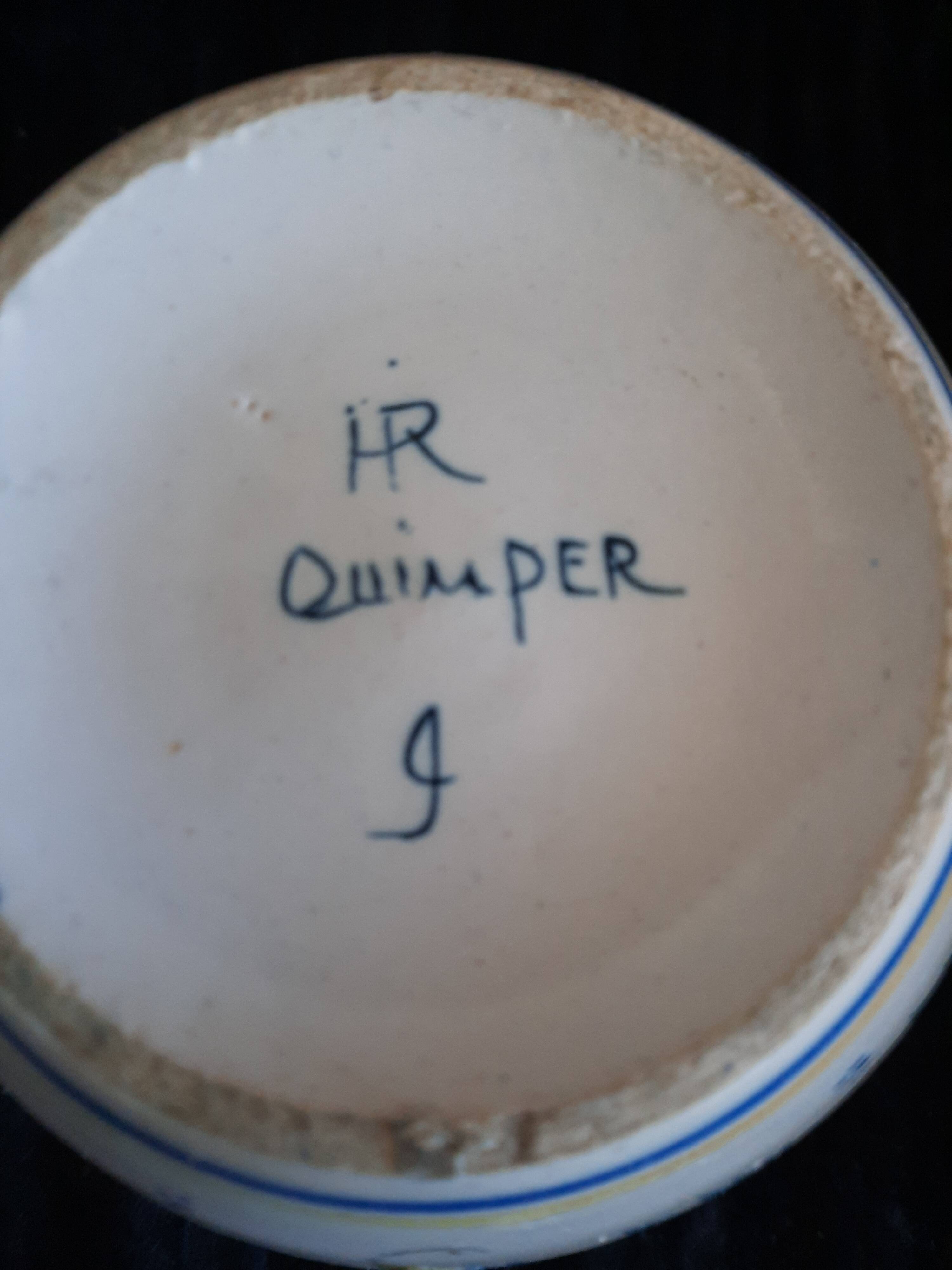 Small round vase HR Quimper - Breton and floral decoration - 10 x 11 cm