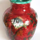 Vase décor de poissons émail rouge
