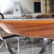 Roche Bobois oval table, white laminate and chrome, 1970s