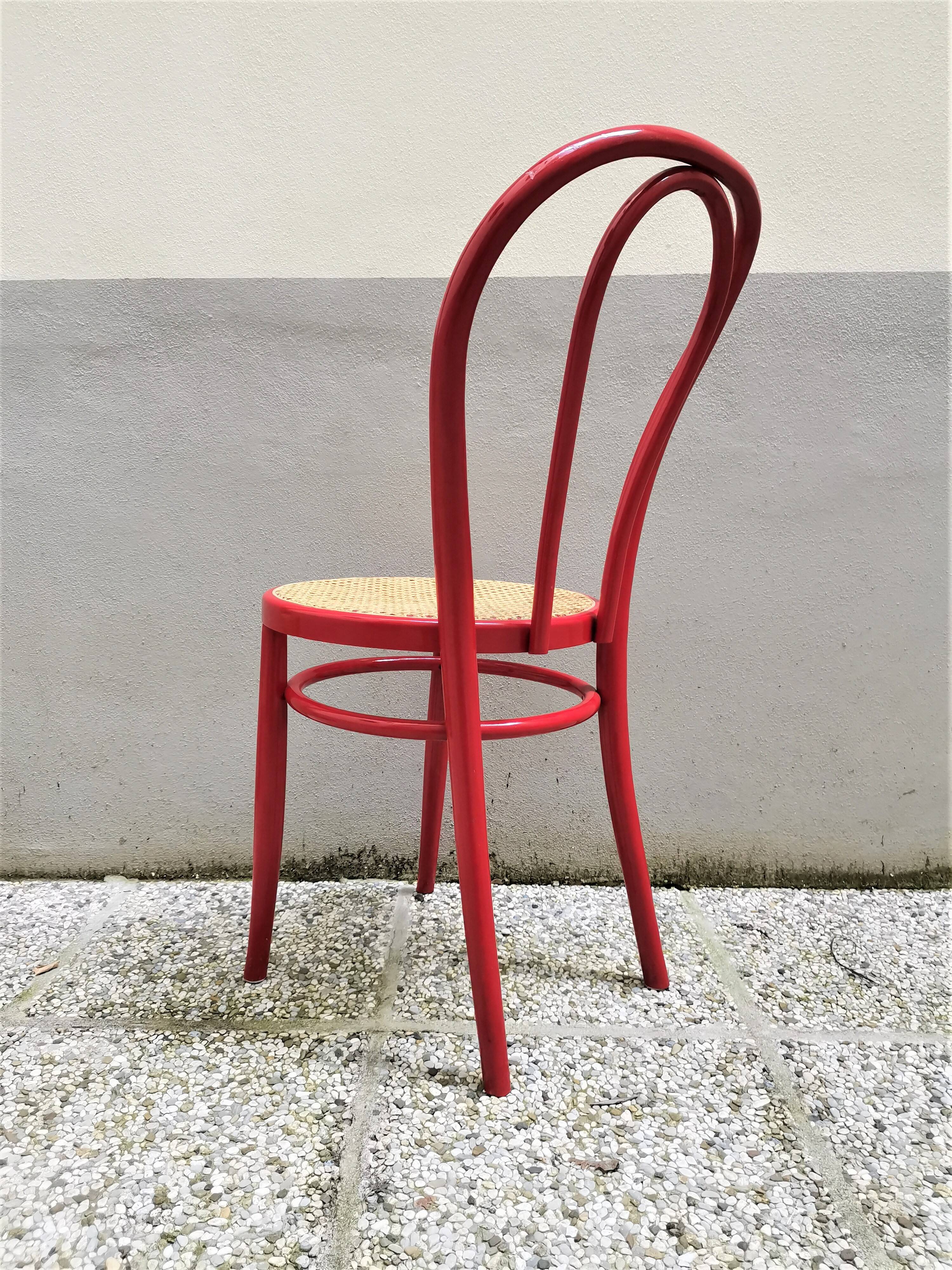 Chaise de salle à manger rouge, années 1980