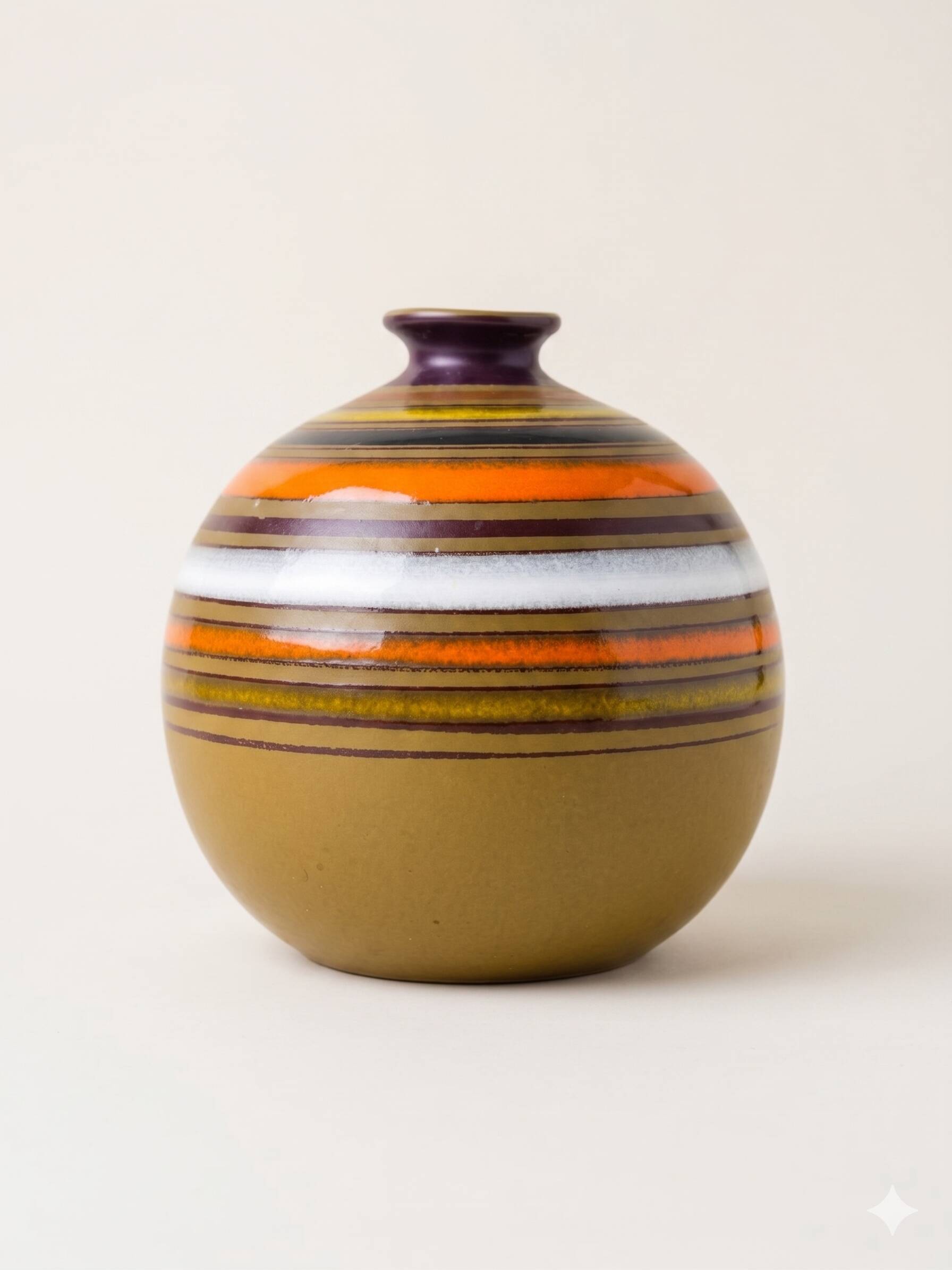 Round banded vase, Aldo Londi for Bitossi, Italy, 1970–1972