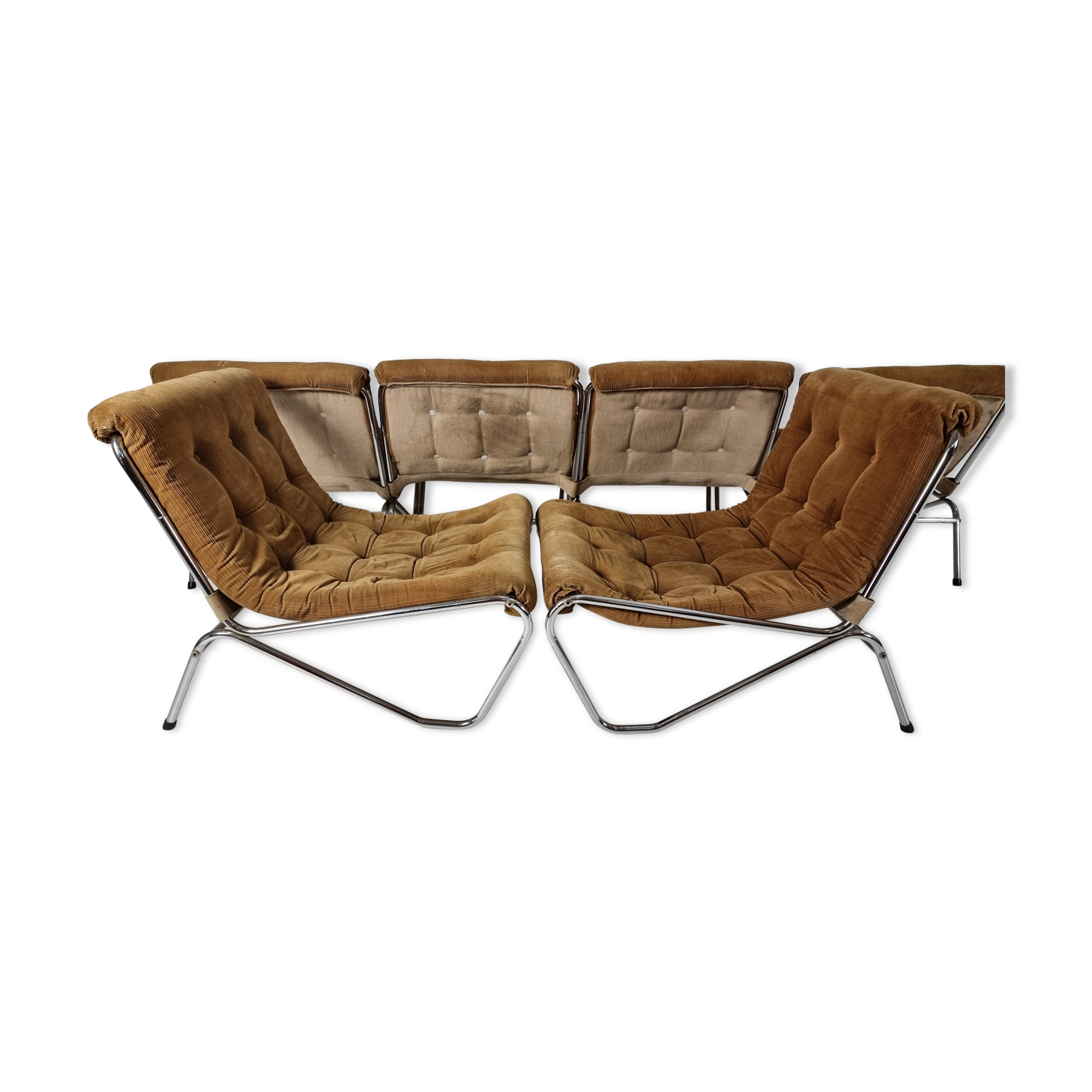 Fauteuils chromés vintage, années 1970, ensemble de 6