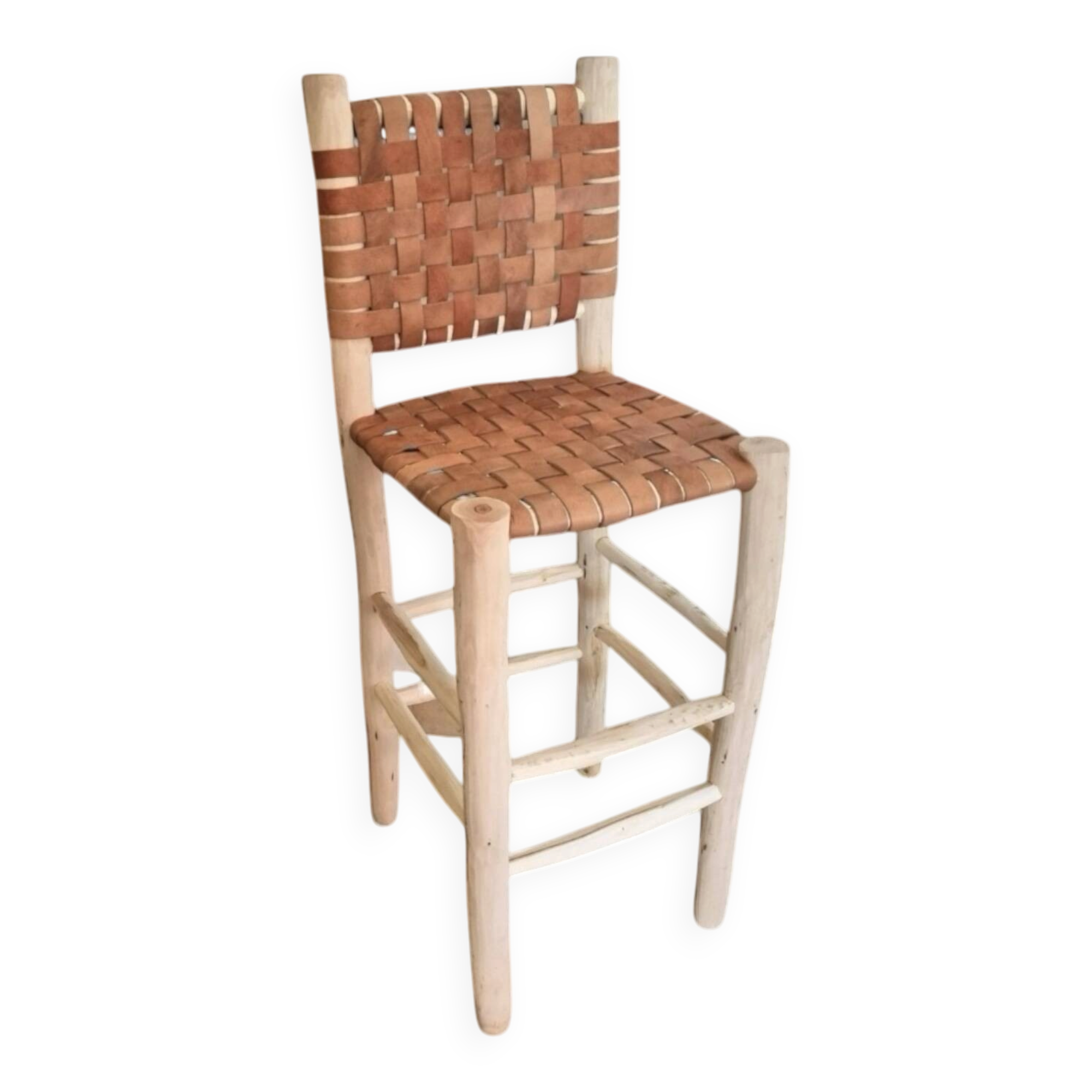 Natural leather bar stool
