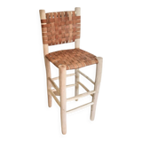 Natural leather bar stool