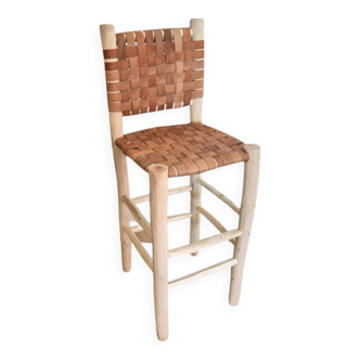 Natural leather bar stool