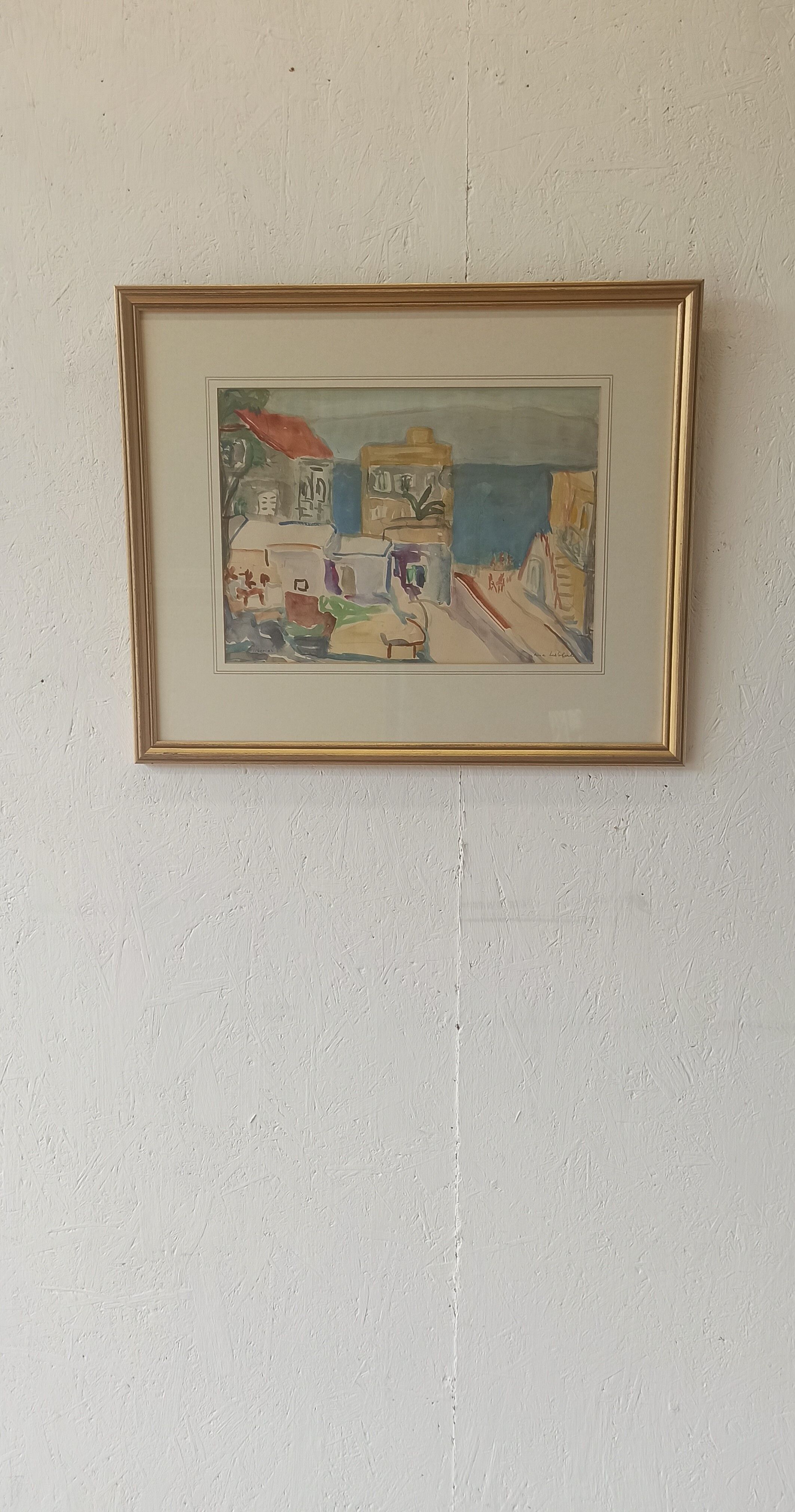 Aquarelle « Tibériade » par Anna Weingrün-Lieblich (1904-1994).