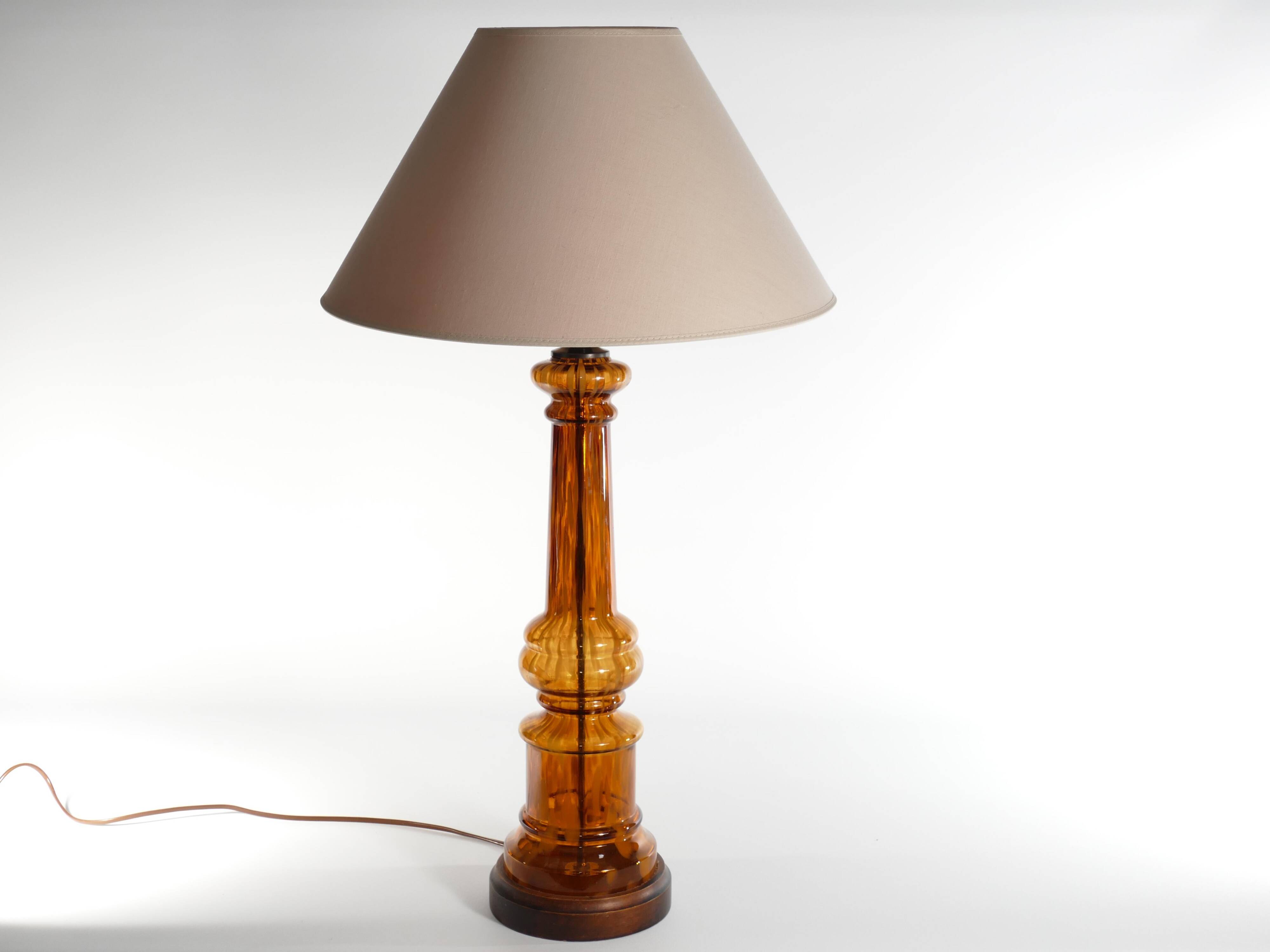 Scandinavian Modern Amber Glass Table Lamp by Miranda, 1970s