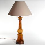 Scandinavian Modern Amber Glass Table Lamp by Miranda, 1970s