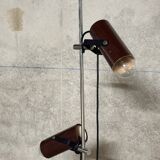 Vintage brown steel floor lamp with 2 spotlights