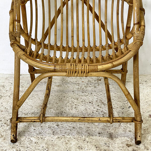 Fauteuil en rotin vintage 60's