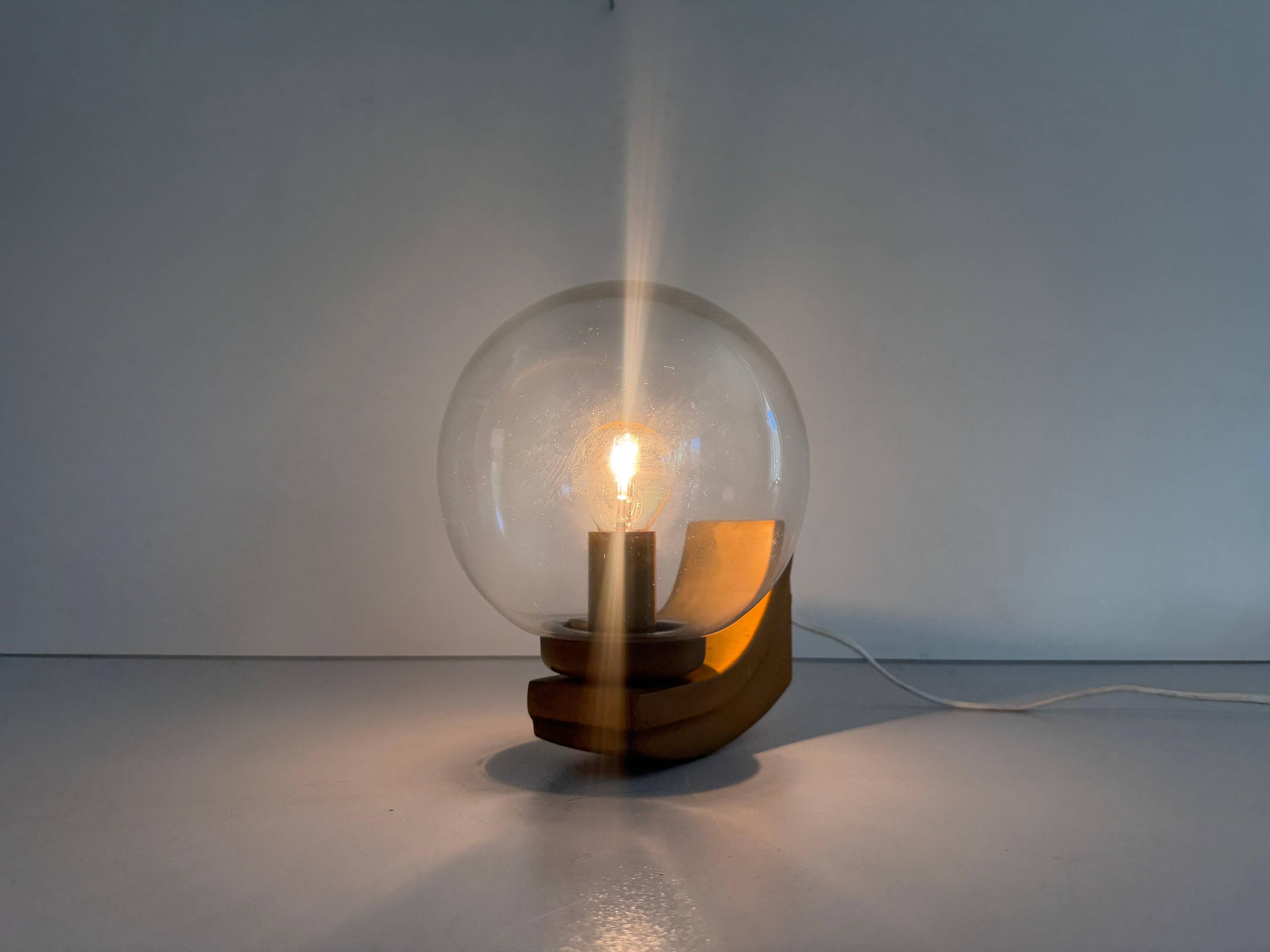 Simple glass and brass wall light from the mid-century, 1960, Germany.