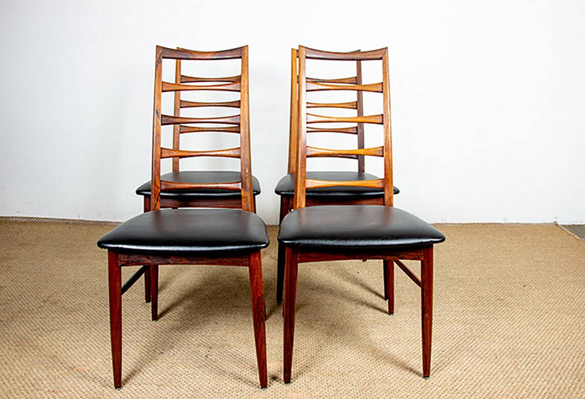 Set of 4 Danish Liz chairs in rosewood by Niels Kofoed, 1960s.