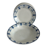 8 dinner plates with vintage Louvois model Nouvelles Galeries dish