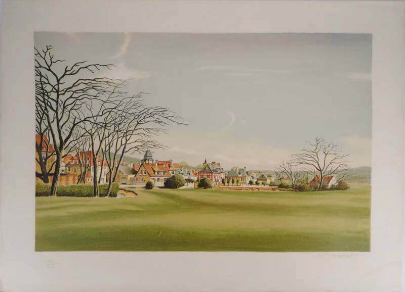 Pierre Bazire: Landscape in Normandy, original signed lithograph