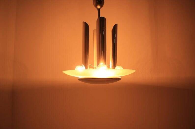 Art Deco Bauhaus Chrome Pendant, 1930s