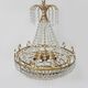 Large and antique chandelier, brass crown ceiling light, 7 tiers, 6 lights