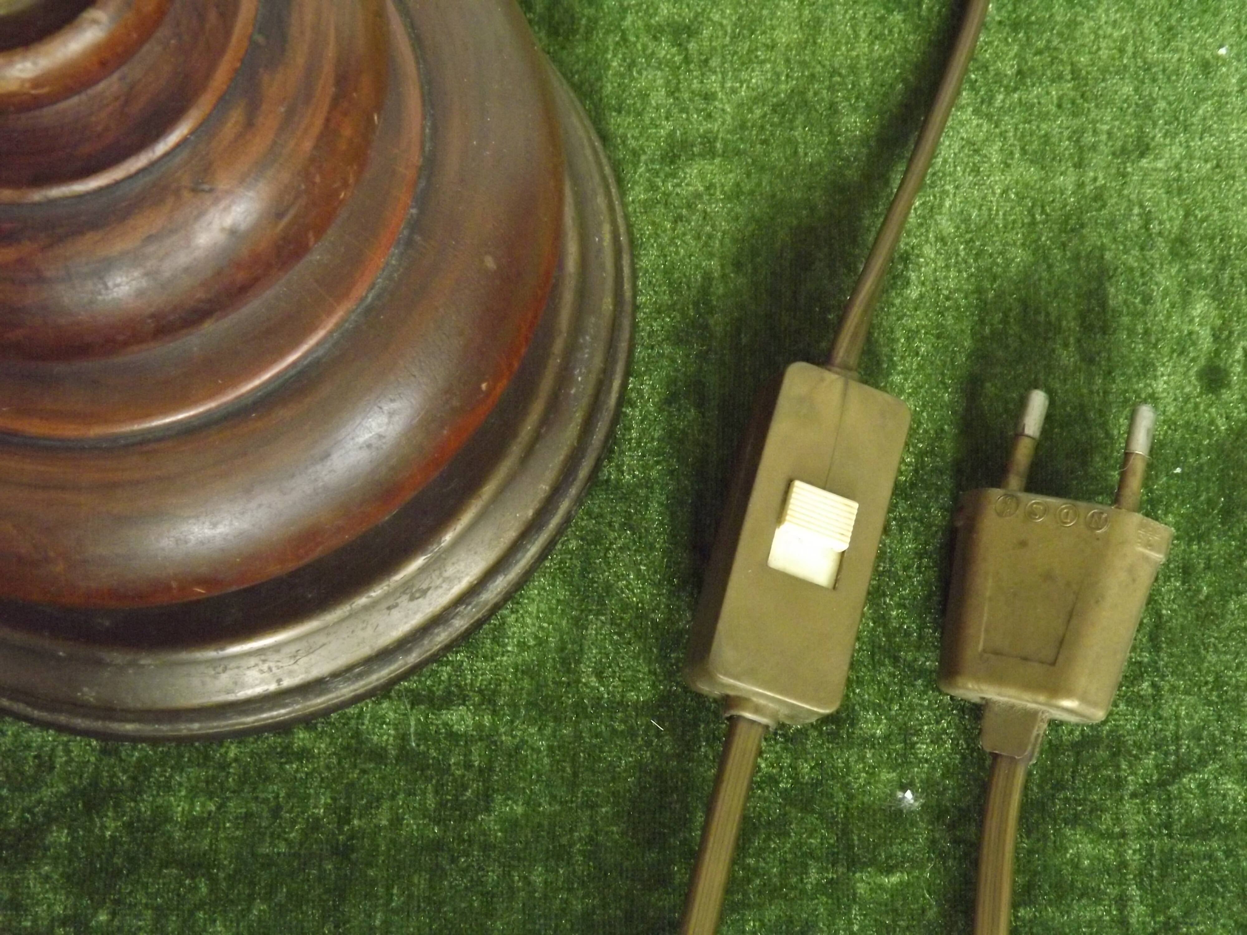 Wood and opaline glass lamp