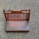 Vintage magazine rack, foldable wooden document holder.