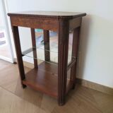 Shelf-Display case-with mirror & glass-Empire style-Walnut stain-1 drawer
