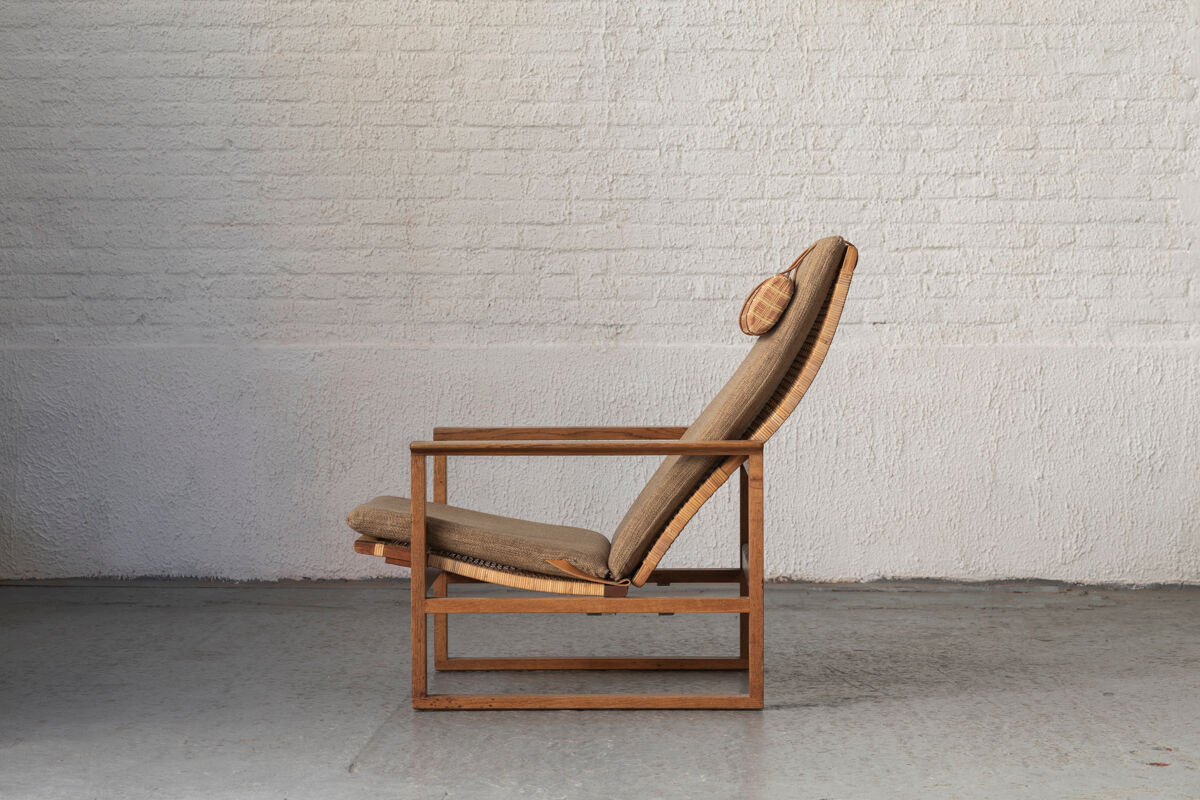 Set of 2 lounge chairs and one footrest by Borge Mogensen for Fredericia Denmark 1960’s