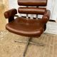 Fauteuil de coiffeur en chrome et skaï marron