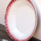 Plat creux en faïence blanche er rose