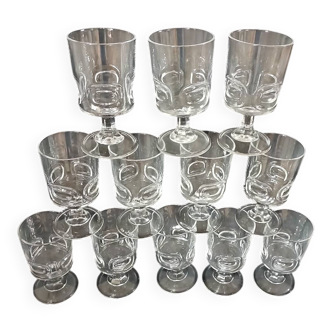 12 vintage crystal stem glasses