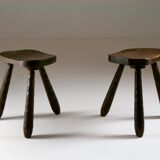 Tabourets tripodes français, 1930s, set de 2