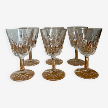 Set of 6 crystal glasses Reims 1950