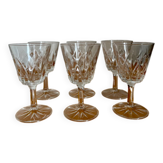 Set of 6 crystal glasses Reims 1950