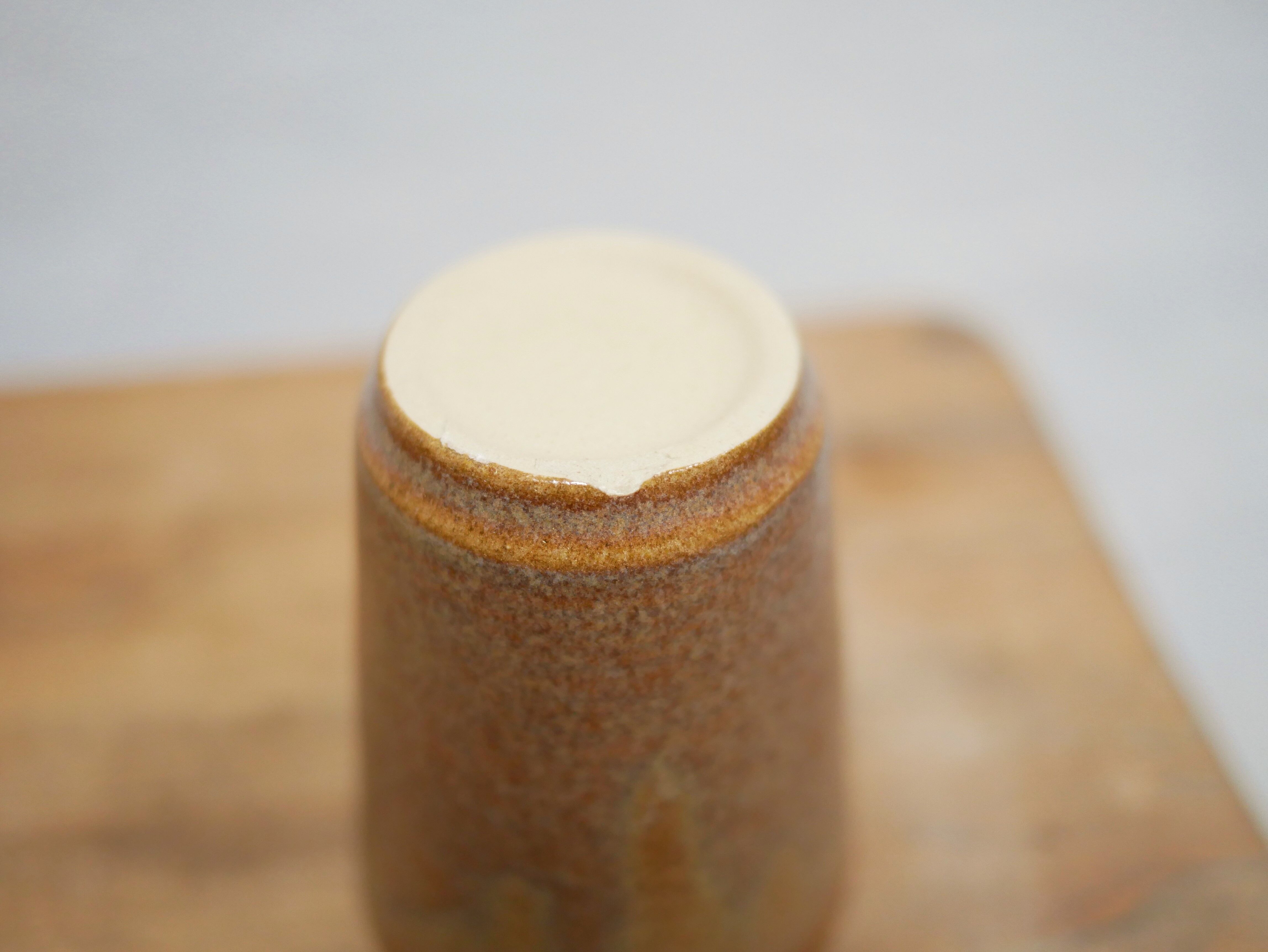 Series of 4 vintage stoneware glasses by the manufacture of Digoin, France